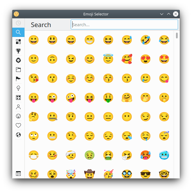 A properly populated emoji picker