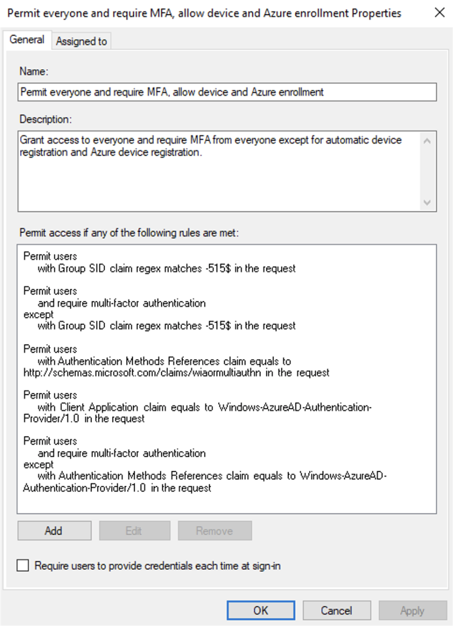 AD FS access control policy for allowing Azure Device Registration